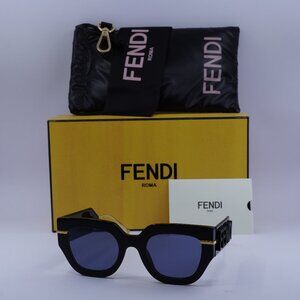 Fendi FE40097I 01V Cat Eye Sunglasses - Black Gold/Blue